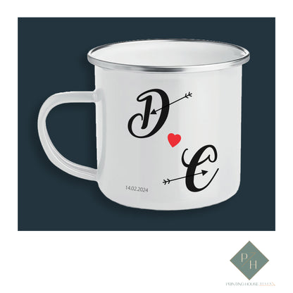 A True Love Story Never Ends - Enamel Mug With Your Initials