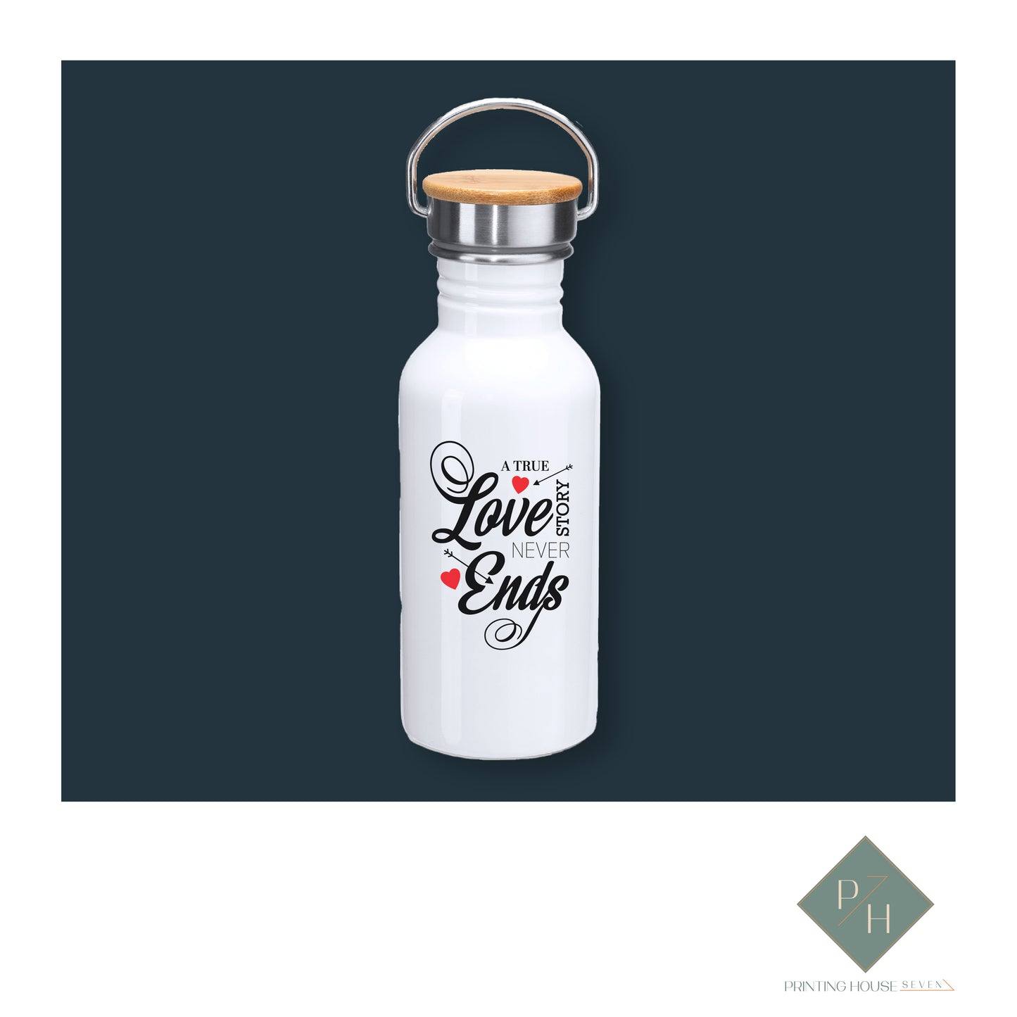 A True Love Story Never Ends - Steel Bottle With Your Initials