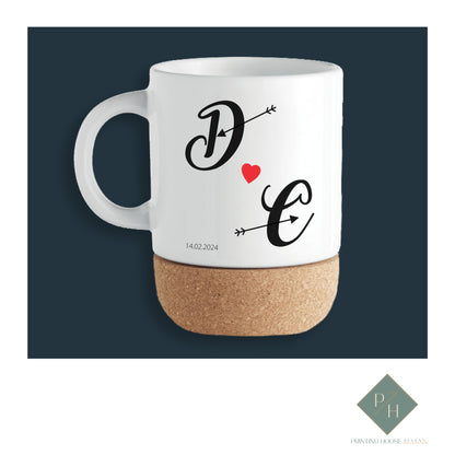 A True Love Story Never Ends - Cork Bottom Mug with Your Initials