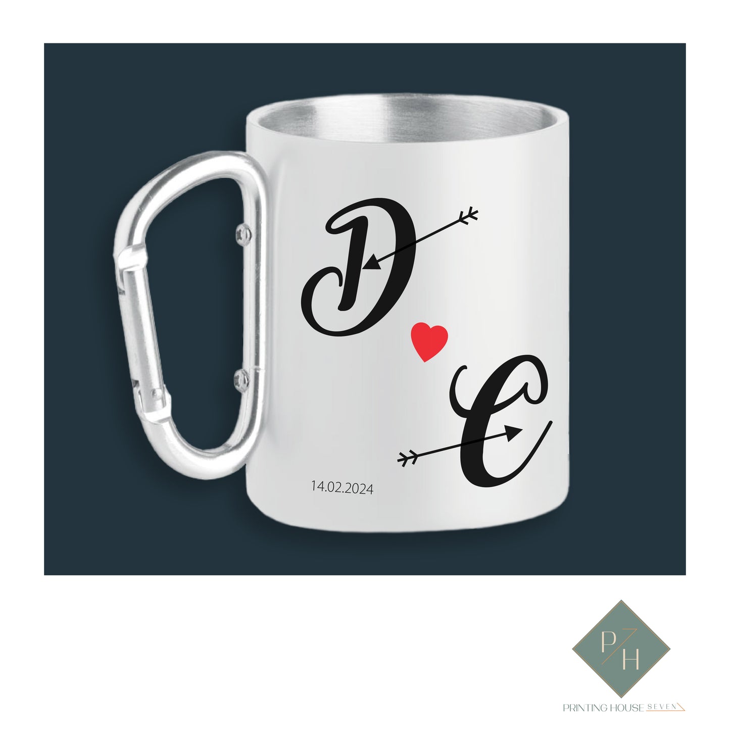 True Love Story Never Ends - Carabiner Water Bottle With Your Initials