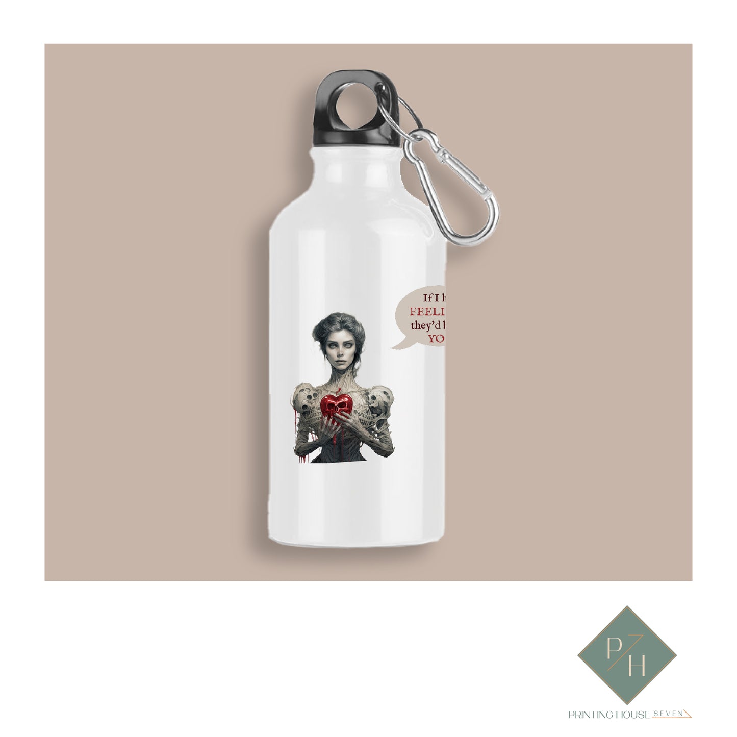 Skeleton Love Story- Bottle With Carabiner