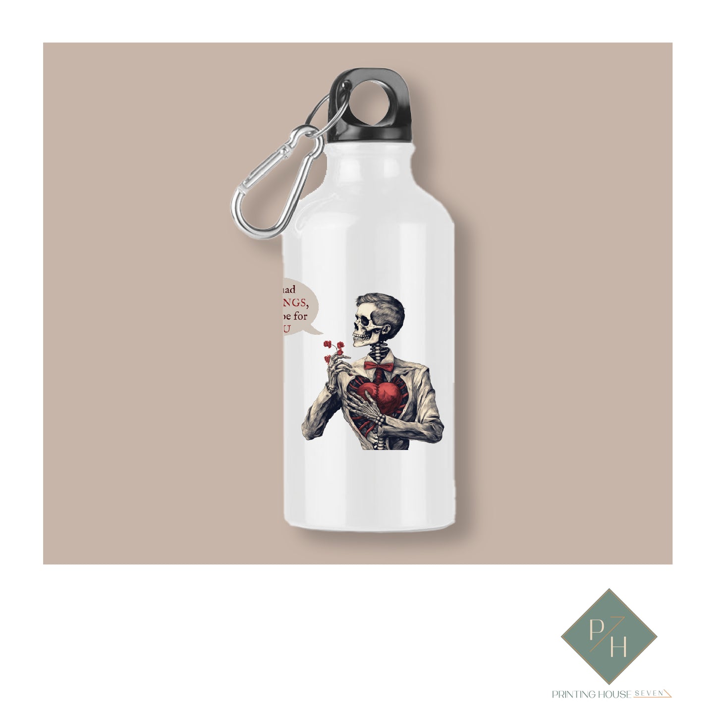 Skeleton Love Story- Bottle With Carabiner