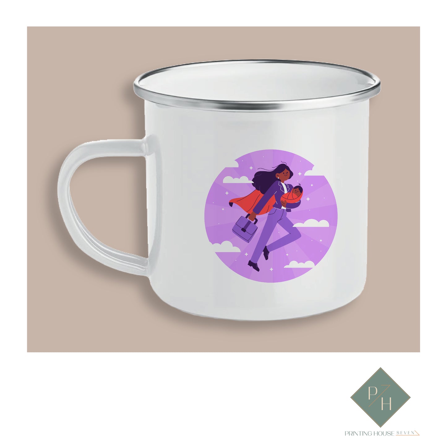 Super Mom 2 - Enameled Mug