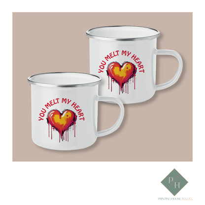 You Melt My Heart - Enamel Mugs For Two