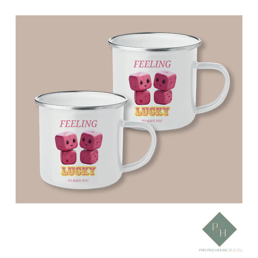 Feeling lucky to have you - Enamel Mugs for Two