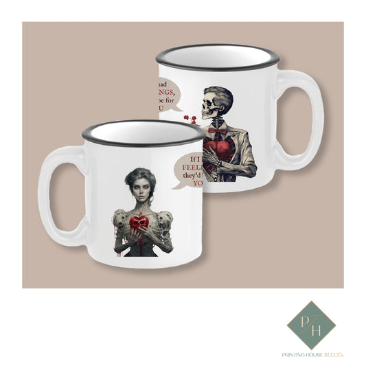 Skeleton Love Story - Ceramic Mugs For Two