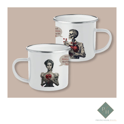 Skeleton Love Story - Enamel Mugs for Two