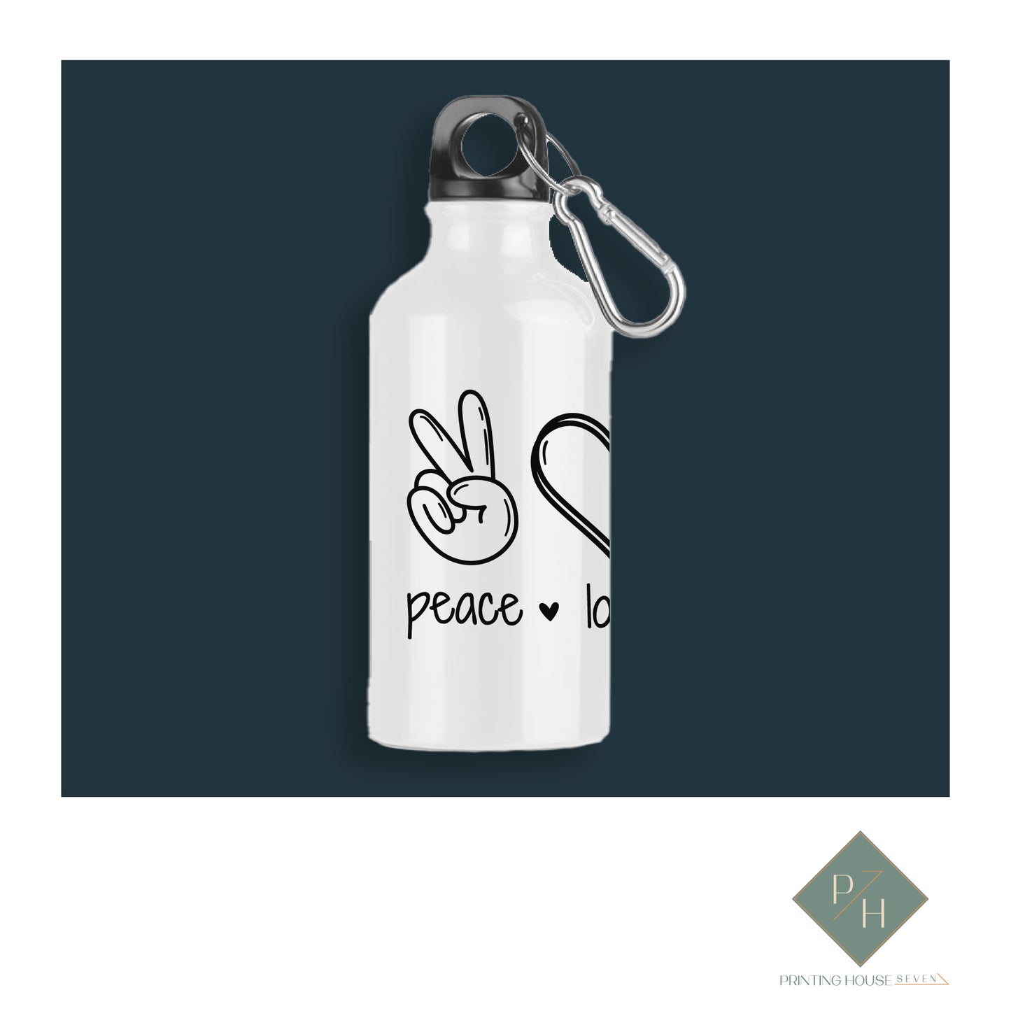 Peace, Love, Wine - Bottle With Carabiner