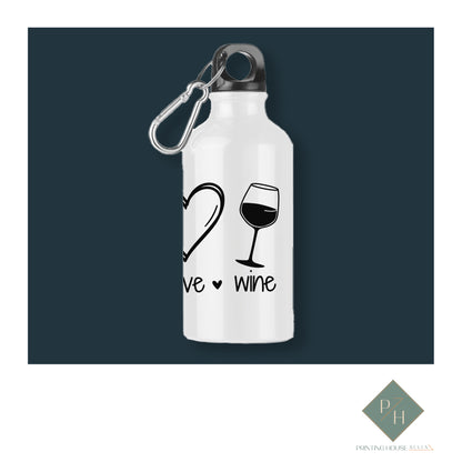 Peace, Love, Wine - Bottle With Carabiner