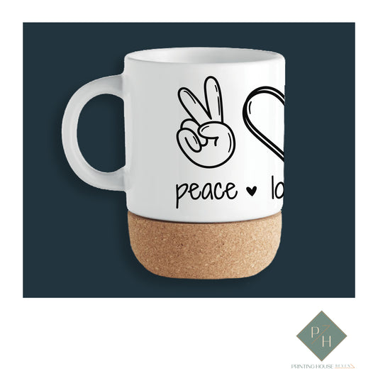 Peace, Love, Wine - Cork Bottom Glass