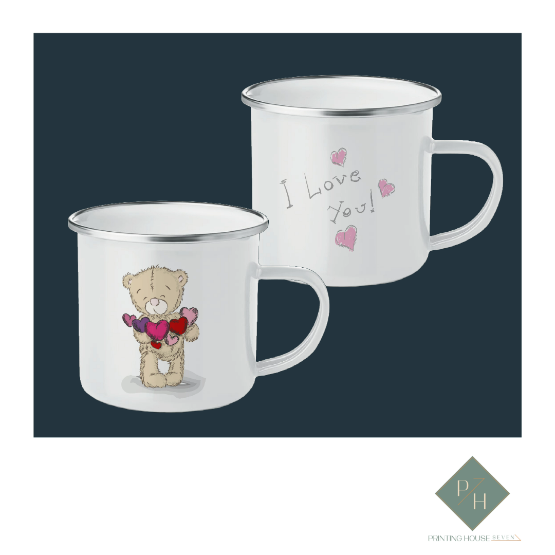 I Love You - Enamel Mugs For Two