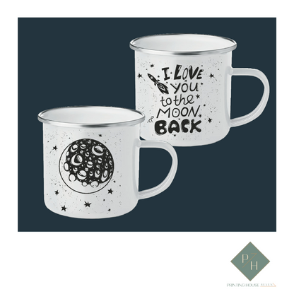 I Love You To The Moon And Back - Enamel Mugs For Two