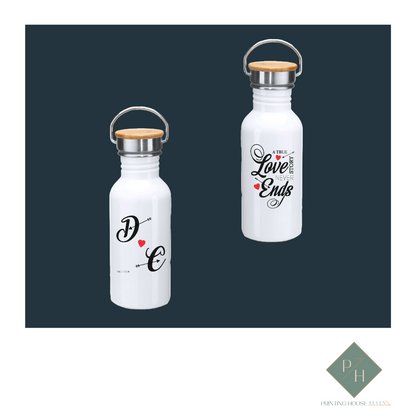 A True Love Story Never Ends - Steel Bottles for Two with Your Initials