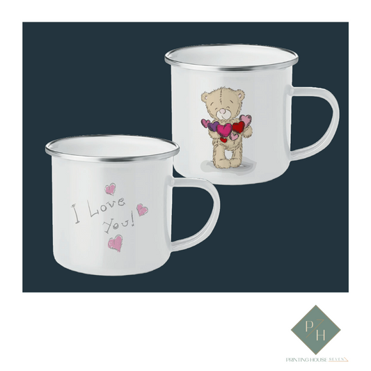 I Love You - Enamel Mugs For Two